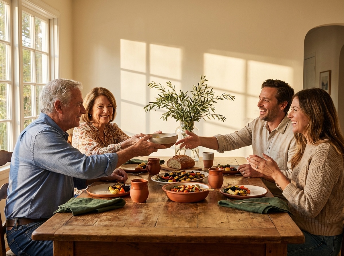A family gathered around the dinner table