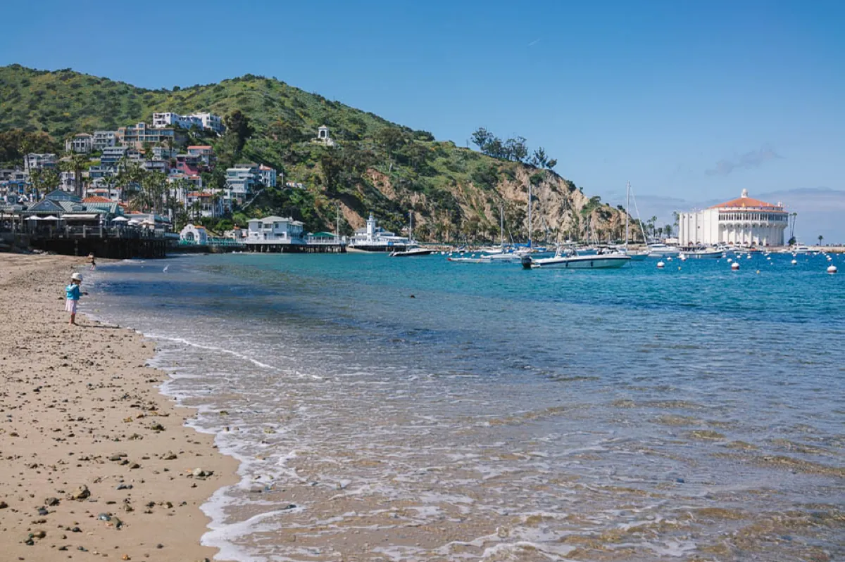 The beach at Avalon, Catalina Island, with the Casino beyond