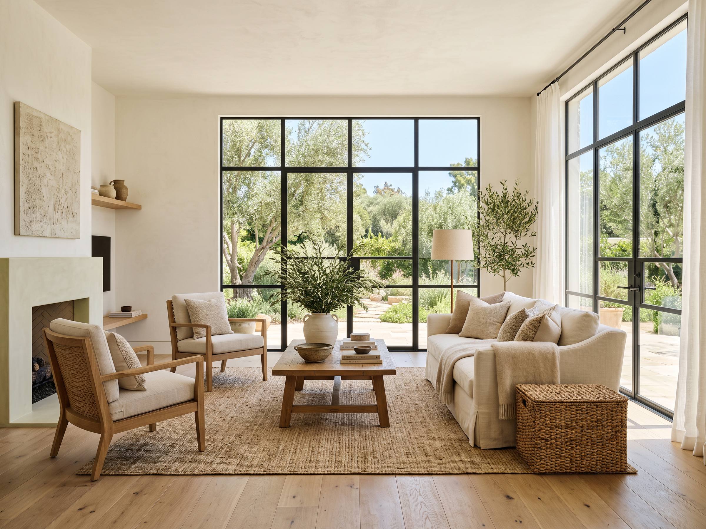 A bright airy living room in cream and oak