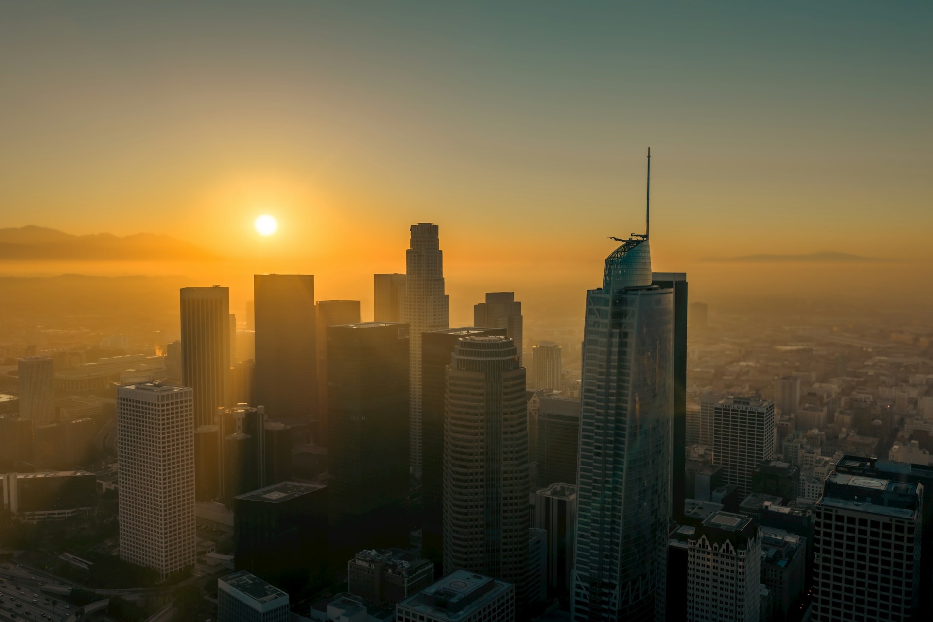 Downtown Los Angeles at sunrise